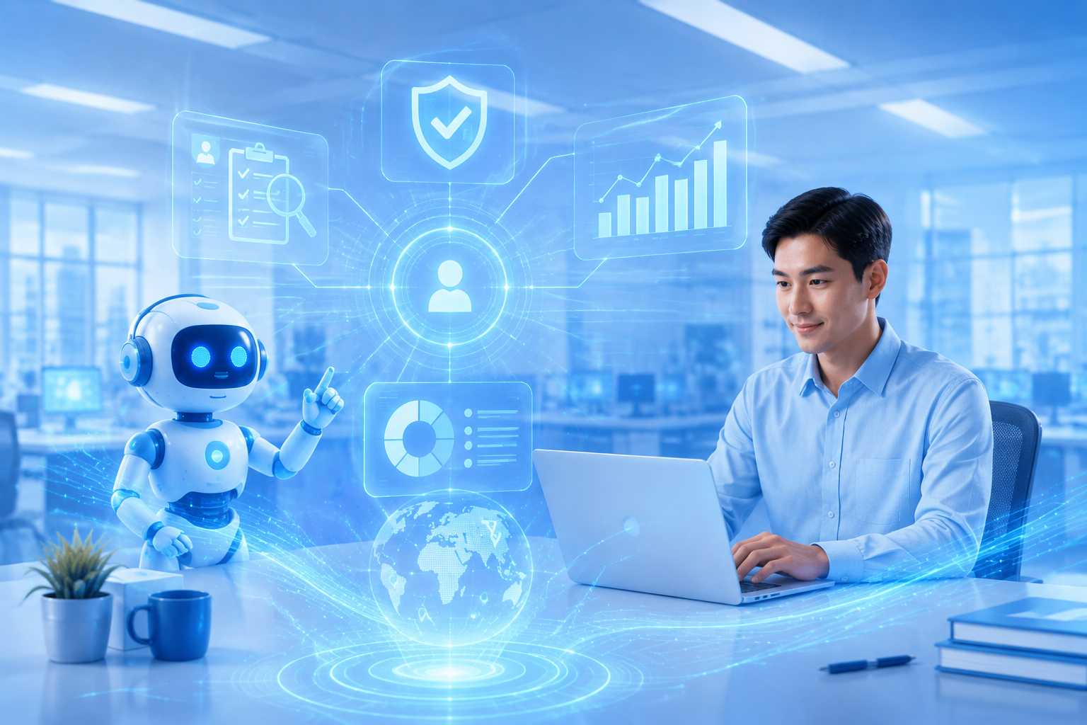 Enterprise intelligent customer service data integration and AI analytics visualization dashboard